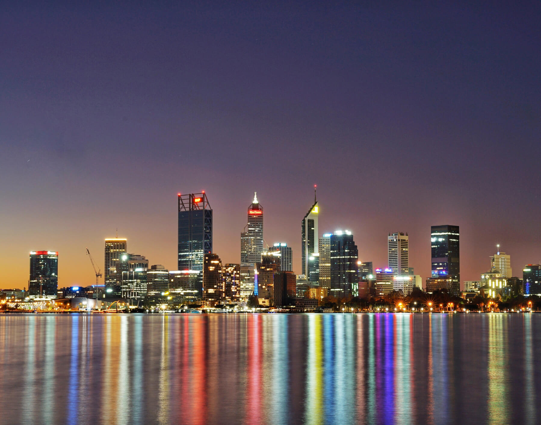 Photo of Perth City from south perth across the river at night